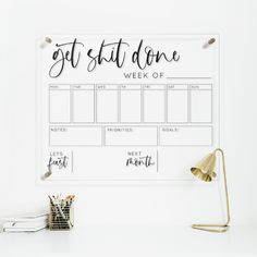 Get Shit Done Acrylic Calendar Dry Erase Board Ideas Art, Task Calendar, Dry Erase Wall Calendar, Studio Vibes, Acrylic Calendar, Dry Erase Board Calendar, Dry Erase Wall, Dry Erase Calendar, Calendar Organization