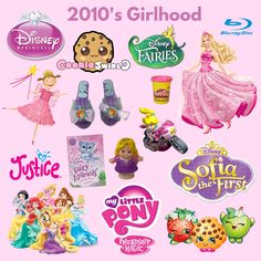 the 2010's girlhood movie poster is shown with various princesses and toys