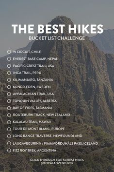 the best hikes bucket list challenge