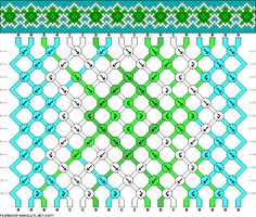 the pattern is shown in blue, green and white with an intricate design on it