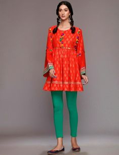 Lace, Design, Lawn, Orange Frock, Lawn Frocks, Frock Design, Orange