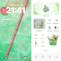 Melon Soda Wallpaper, Melon Soda Aesthetic, Rainbow Homescreen, Melon Wallpaper, Melon Cream Soda, Ipad Themes, Melon Soda, Iphone Stickers, Cute Home Screens