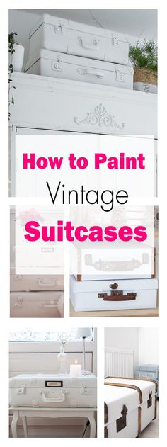 Wondering what to do with vintage suitcases? Why not paint them and use them in your decorations or for storage. Follow these five steps and learn how to paint vintage suitcases the easy way. Painted Luggage, Suitcase Display, Faux Concrete Wall, Painted Suitcase, Bohemian Style Interior Design, Suitcase Decor, Suitcase Table, Diy Suitcase, Antique Booth Displays