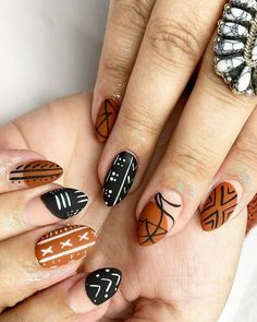 Fall Nail Ideas, Western Nails, Boho Nails, Cute Nails For Fall, Manicure Gel, Different Nail Designs, Get Nails, Cat Kuku, Fall Nail