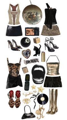 #cheetahprint  #black #gold #goldaesthetic #y2kfashion #club #partygirl Black, Clubbing Outfits, Clothes, Club Outfits, Black Gold, Gold