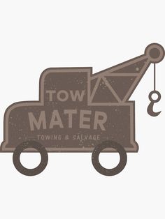 tow matere towing and salvage logo on white background with brown truck, black hook