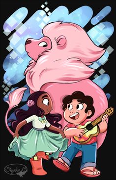 Steven & Connie | Steven Universe Lion Steven Universe, Connie Steven Universe, Cartoon Meme, Connie Stevens, Star Y Marco, Old Dress, Steven Univers