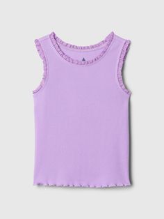 Soft cotton T-shirt.  Crewneck with lace trim.  Sleeveless.  For more fit and sizing info, check out our Size Guide. Justice Clothing, Southern Belle, Baby Gap, Women's Summer Fashion, Cute Tops, Mix Match, Cotton T Shirt, Aesthetic Clothes, Size Guide