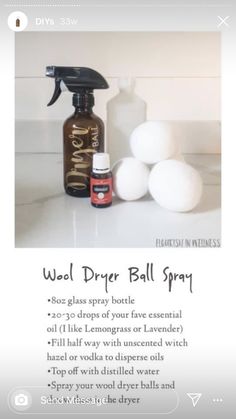 a bottle of cleaner next to some white balls