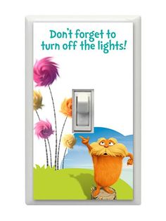 a light switch cover with an image of a cat holding flowers on it's side