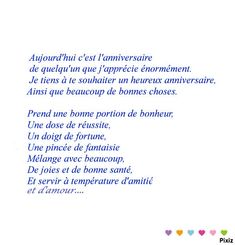 a poem written in french with hearts on the bottom and an image of a cat