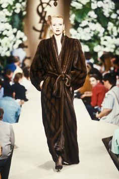 Couture, Kimonos, 90s Modeling, Saint Laurent Couture, Winter Glamour, Fur Belt, Fendi Fur, Yves Saint Laurent Haute Couture, Saint Laurent Haute Couture