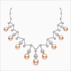 Yoko London 18ct White Gold Golden South Sea Pearl and Diamond Necklace, from our Ember collection. Free global shipping. Pearl Jewelry Design