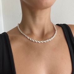 "Beautiful silver twisted rope chain necklace .  Classic and super trendy for layering and for everyday wear.  Materials: Silver plating over brass.  Nickel free. Measurements:   Chain length: 42- 16.54\" Chain thickness: 6mm-0.34\" Shipping: Please allow 1-3 business days for your order to be processed and shipped.  Gift: All orders are shipped in our customize box, gift ready.  **Let me know if you have any questions at all and I will promptly respond**" Chunky Silver Jewellery, Twisted Necklace, Chunky Silver Necklace, Gold Medallion Necklace, Necklace Rope, Twisted Chain, Fancy Jewellery Designs, Gold Coin Necklace, Chunky Chain Necklaces