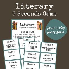 the printable library 5 seconds game for children to play with their name and number