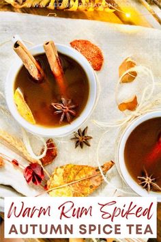 two cups of warm autumn spice tea