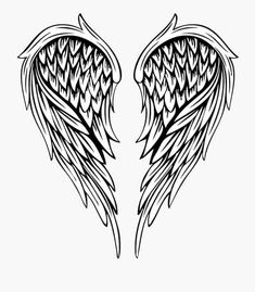 two black and white angel wings on a white background