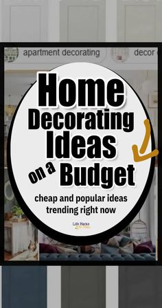 the home decorating ideas on a budget sign