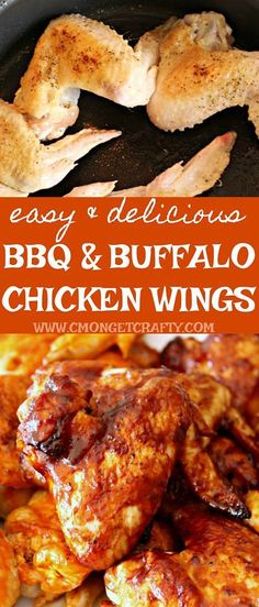 easy and delicious bbq and buffalo chicken wings are the perfect side dish for dinner