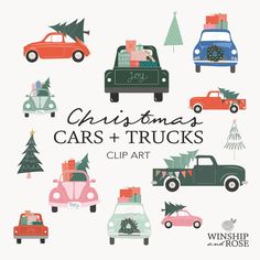 the christmas cars and trucks clip art is available for all types of cards, envelopes or scrapbooks