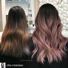 Flattering Hair Colors For Fair Skin, Rose Gold Balayage Black Hair, Rose Pink Balayage, Pastel Pink Balayage Brunette, Professional Hair Color For Work, Dusty Mauve Hair Color, Rose Brown Balayage, Pink Hair Asian, Mauve Hair Color