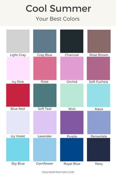 the color chart for cool summer colors