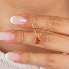 "Citrine stone; It is a stone believed to bring prosperity and abundance. For this reason, it is also called the 'Money Stone'. With its minimalist design, our oval citrine necklace is a jewel that you can use daily and on special occasions. It is a nice gift for yourself and your loved ones. The birthstone for those born in November is citrine. 🔸🔸 Our elegant, style and stylish products suitable for special occasions and daily use are produced with love and care for you and your loved ones. ? Citrine Necklace Simple, Orange Stone Necklace, Citrine Jewelry Set, November Birthstone Jewelry, November Birthstone Necklace, Born In November, Prosperity And Abundance, Citrine Necklace, Solid Gold Necklace