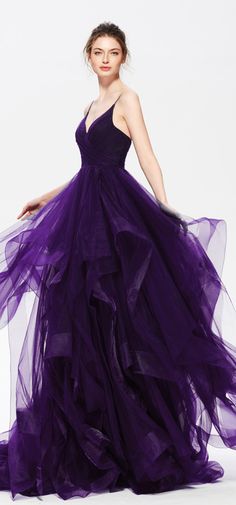 Dark Purple Grad Dresses, Purple Gown Elegant, Dark Purple Ball Gown, Purple Grad Dresses, Dark Purple Prom Dress, Layered Ball Gown, Purple Prom Dress Long, Royal Purple Bridesmaid Dress, Royal Purple Dress