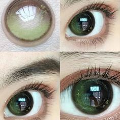 Cool Contacts, Green Contacts Lenses, Cosmetic Contact Lenses, Green Contacts, Color Contact Lenses, Green Gem, Aesthetic Eyes, Lens Case, Contact Lens