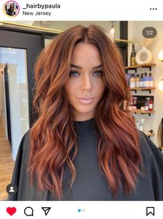 Brown Hair To Auburn Before And After, Red Head With Shadow Root, Popular Hair For 2023, Red Hair With Layers Medium Length, Auburn Hair Brown Eyebrows, Best Hairstyles 2023 Women, Brown Roots Copper Ends, Copper Fall Hair Color, Trendy Red Hair 2023