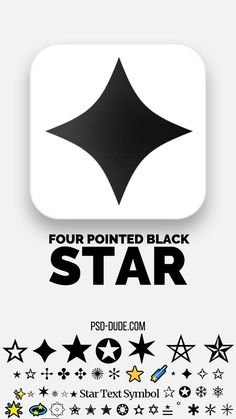 Four Pointed Black Star Symbol Stars Symbols, Black Emoji