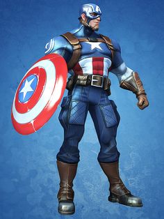 an animated captain america character holding a shield