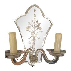 Pair c1920's Venetian Mirrored Art Glass Wall Sconces Murano Italy. Stunning back carved eglomise. Scalloped edge. Fresh from French Estate. Very high quality! French Estate, Venetian Art, Murano Italy, Sconces Wall Lamps, Mirror Art, Glass Wall Art, Scalloped Edge, Glass Wall