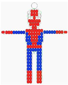 an image of a man made out of circles and dots in red, white, and blue