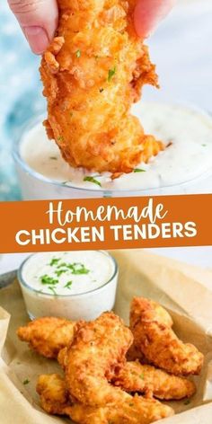 homemade chicken tenders with dipping sauce Homemade Chicken Tenders, Way To Save Money, Chicken Tender Recipes, Ayam Goreng, Deilig Mat, Chicken Dishes Recipes, Recipes Chicken, Chicken Tenders