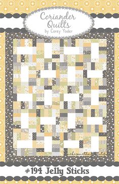 a quilt pattern with yellow and gray squares