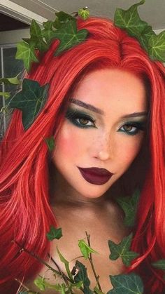 Halloween Costumes Redhead, Red Hair Cosplay, Red Hair Halloween Costumes, Red Hair Costume, Red Head Halloween Costumes, Poison Ivy Costume, Couples Halloween Outfits
