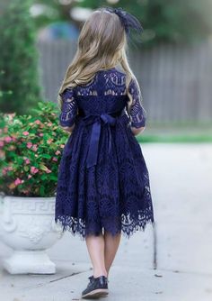 Navy Blue Kids Dress, Flower Girl Dresses With Navy Blue Sash, Jewel Tone Flower Girl Dress, Dark Blue Flower Girl Dress, Dark Flower Girl Dresses, Bohemian Flower Girl Dresses, Blue Dresses For Kids, Navy Blue Flower Girl Dress, Navy Flower Girl Dress