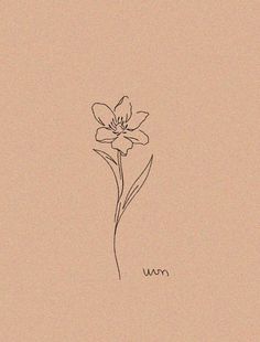 a drawing of a flower with the word now written in black ink on a beige background