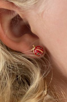 Bring your little one some good fortune! These ladybug earrings from Girl Nation come in red and feature gold accents throughout. Red Accessories Aesthetic, Ladybug Earring, Ladybug Earrings, Ladybug Jewelry, Little Earrings, Basic Jewelry, Jewelry Accessories Ideas, Green Gables, Girly Jewelry