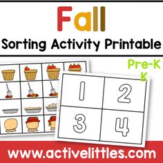 the fall sorting activity printable for preschool and prek - k with an image of cupcakes