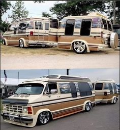 two pictures of an old bus with the same paint job as it is in different stages