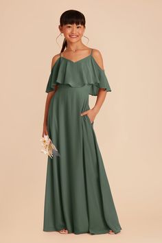 Janie Convertible Junior Dress - Eucalyptus Junior Bridesmaid Dresses Green, Sage Green Junior Bridesmaid Dresses, Olive Bridesmaid Dresses, Olive Green Bridesmaid Dresses, Dark Green Bridesmaid Dress, Junior Dress, Convertible Bridesmaid Dress, Sage Green Bridesmaid Dress, Bridal Party Outfit