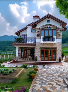 this is a nice house in the middle of a beautiful mountain valley with lots of greenery