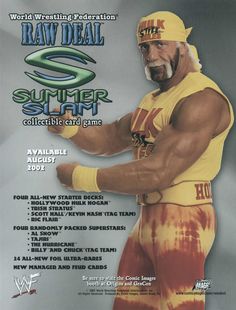 an advertisement for the wwf raw deal summer slam wrestling card game, featuring wrestler randy summers