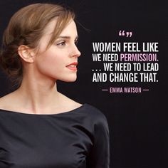 a woman in black dress with quote about women feel like we need perrission