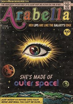 an advertisement for the movie's outer space, featuring an eye with planets in the background