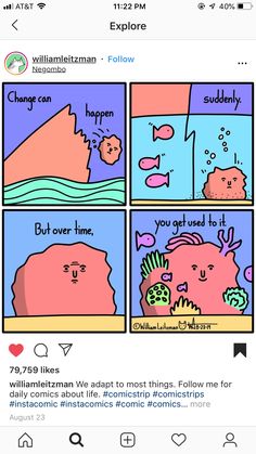 an instagram page with the same cartoon on it