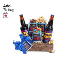 happy birthday beer gift basket with snacks and candies for dad's day or any special occasion