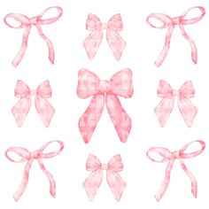 a set of pink bows on white background